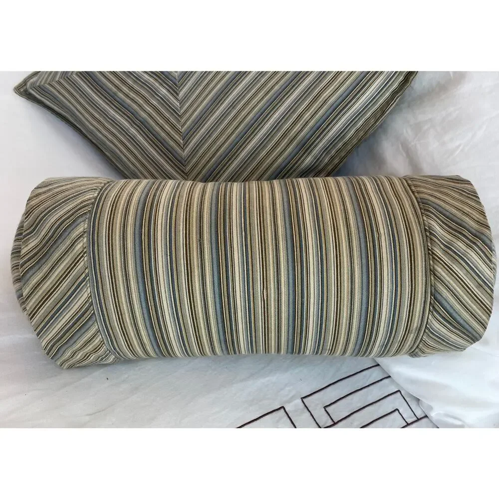 Peacock Alley‎ Pair of Striped Throw Pillows, One Feather